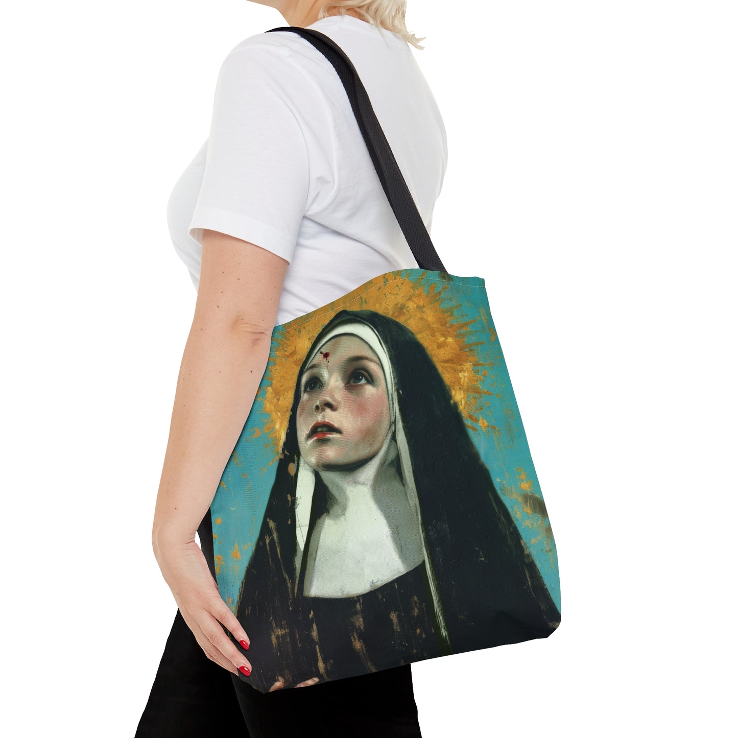 Saint Rita of Cascia Tote Bag - Large Medium Small Faith Art Bag - Catholic Faith Purse - Double Sided - Religious Art Purse