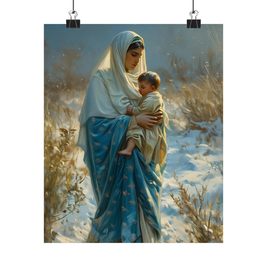Snowfall of Grace - Our Lady's Winter Radiance - Our Lady of the Snows Print - Sanctified Souls Print - Multiple Sizes - Premium Posters