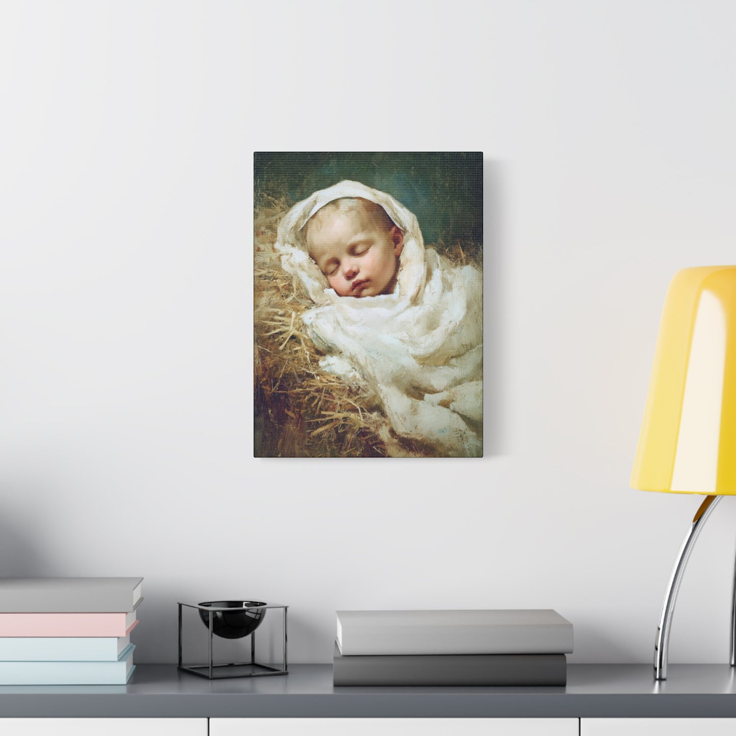 The Christ Child Resting in the Silence of the Manger - Gallery Wrapped Canvas - Print - Religious Art for your Home - Catholic Art Print