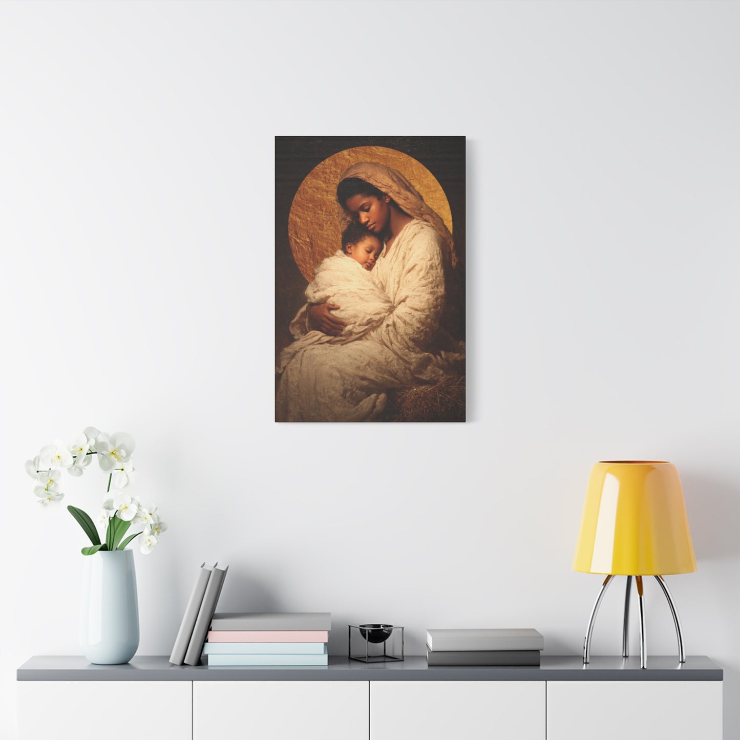 Our Lady of the Manger - Mother Mary and the Christ Child - Gallery Wrapped Canvas - Print - Religious Art for your Home - Catholic
