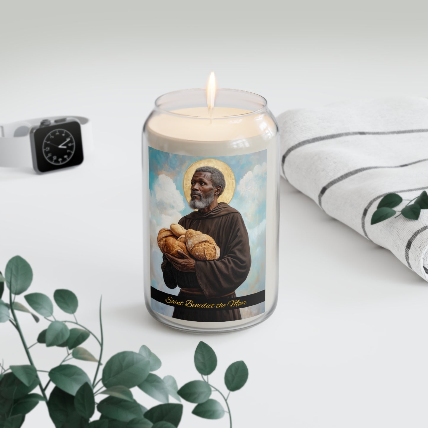 Saint Benedict the Moor - Scented Prayer Candle, 13.75oz - Tall Size - Religious Prayer Candle - Catholic Art