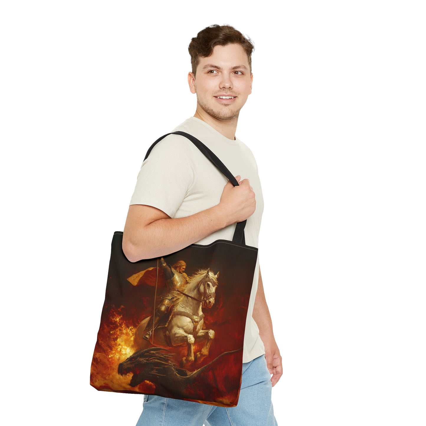 Saint George - Tote Bag - Large Medium Small Faith Art Bag - Bible Study Faith Purse - Double Sided