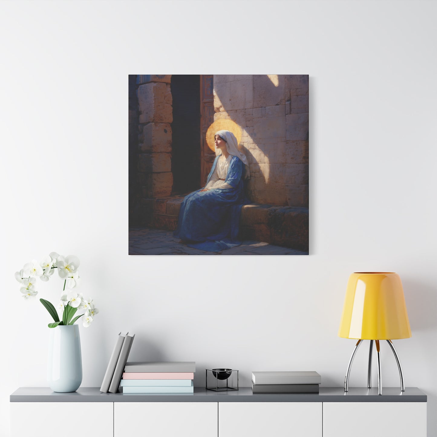 The Quiet Fiat That Split the Darkness, Mary's Yes - Gallery Wrapped Canvas - Print - Religious Art for your Home - Catholic Art