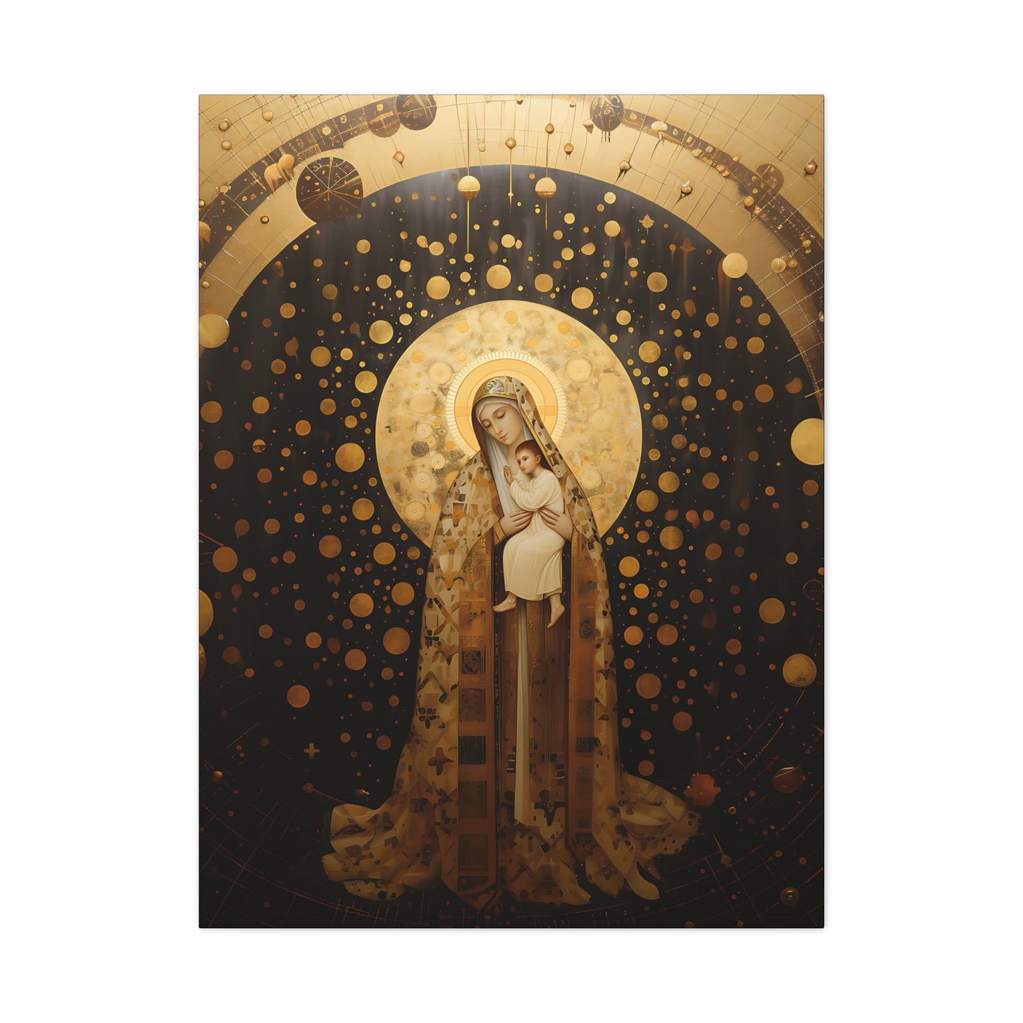 The Golden Mary - Mary the Blessed Virgin - Gallery Wrapped Canvas - Sanctified Souls Print - Religious Art for your Home - Pop Art