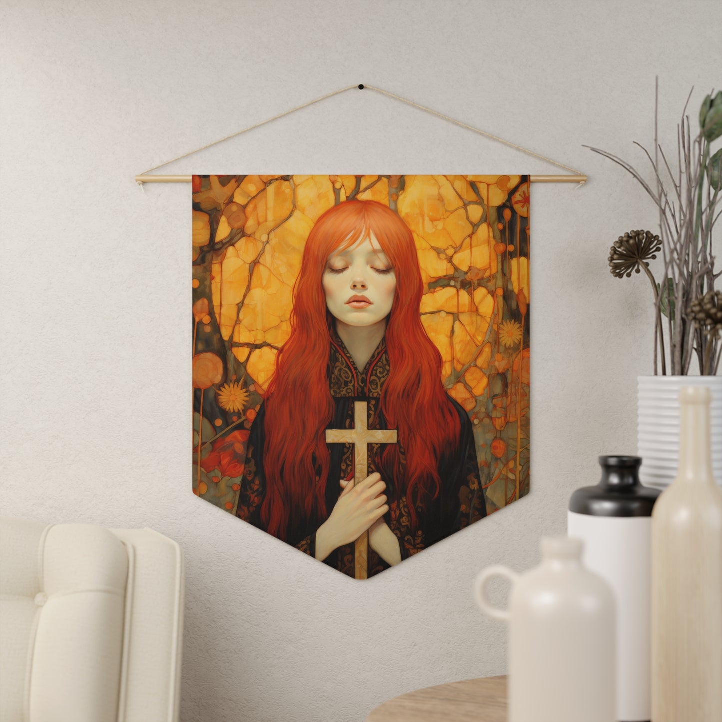 Saint Mary Magdalene - Inner Light and Peace Wall Banner / Wall Hanging - Prayer room art - Catholic Home Art - Large Saint Art - 18" x 21"