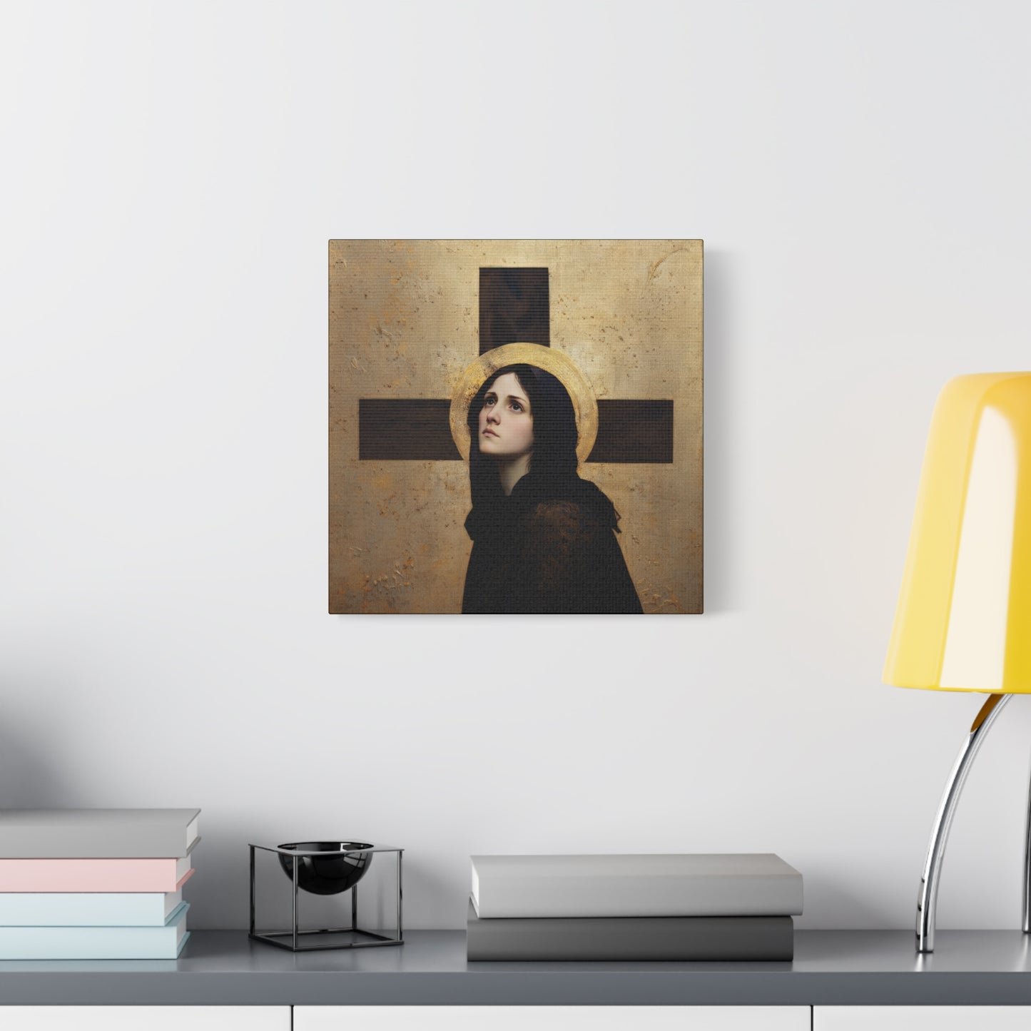Our Lady of the Cross - Mother Mary  - Our Lady of the Crucifix - Marian Art - Gallery Wrapped Canvas - Print - Catholic Art Print