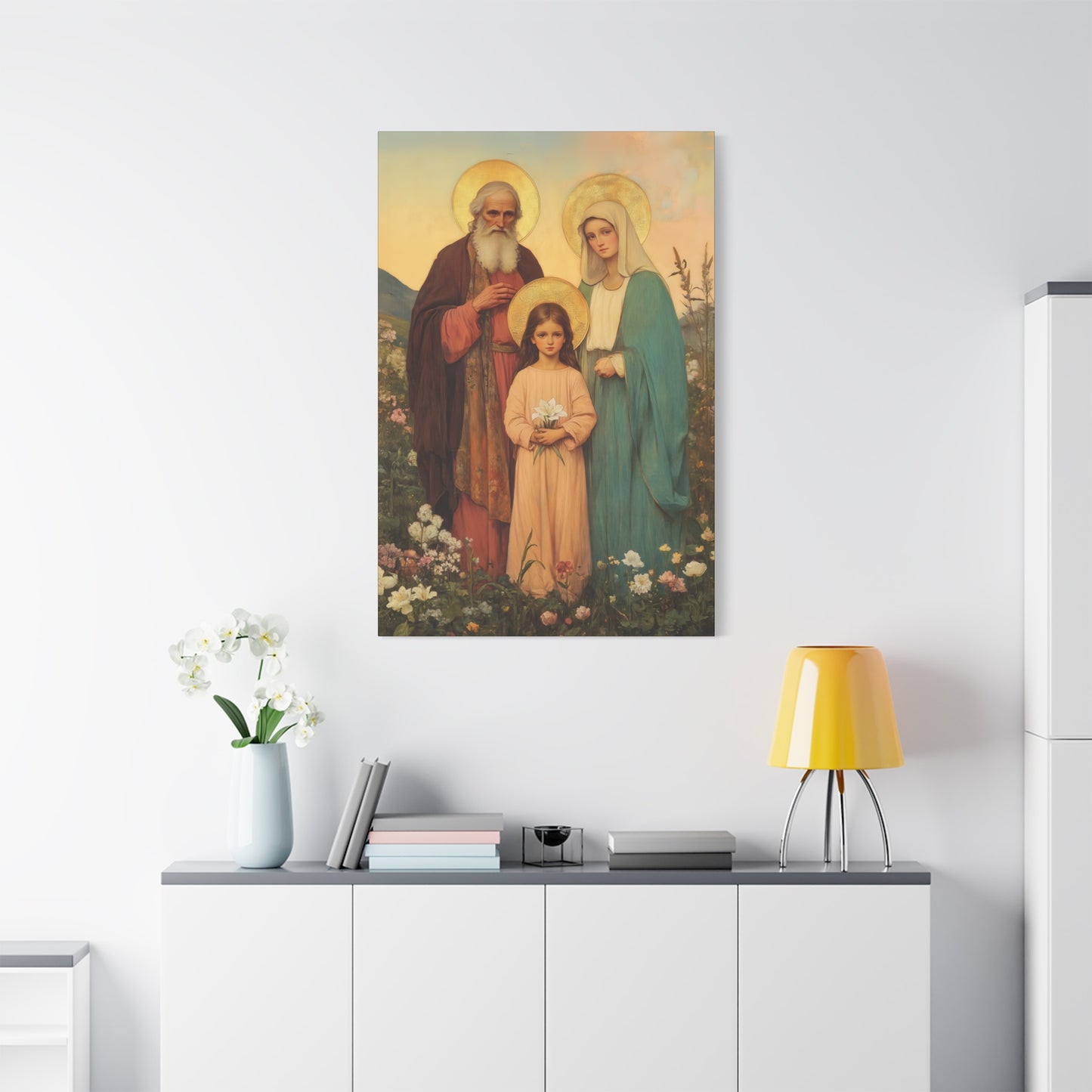 Saints Joachim and Anne with Young Mary - Gallery Wrapped Canvas - Print - Religious Art for your Home - Catholic Art