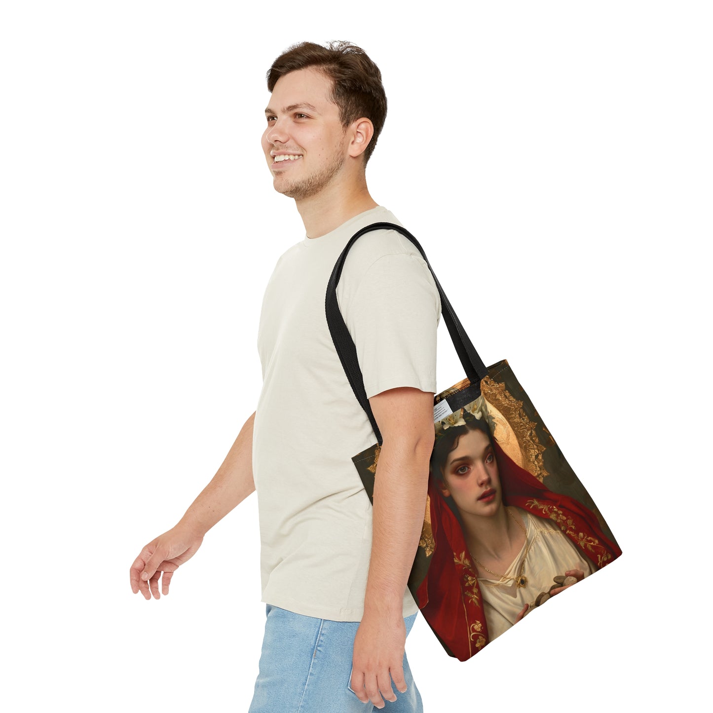 Saint Emerentiana Tote Bag - Large Medium Small Faith Art Bag - Carry all reusable Art purse - Double Sided - Religious Saint Art