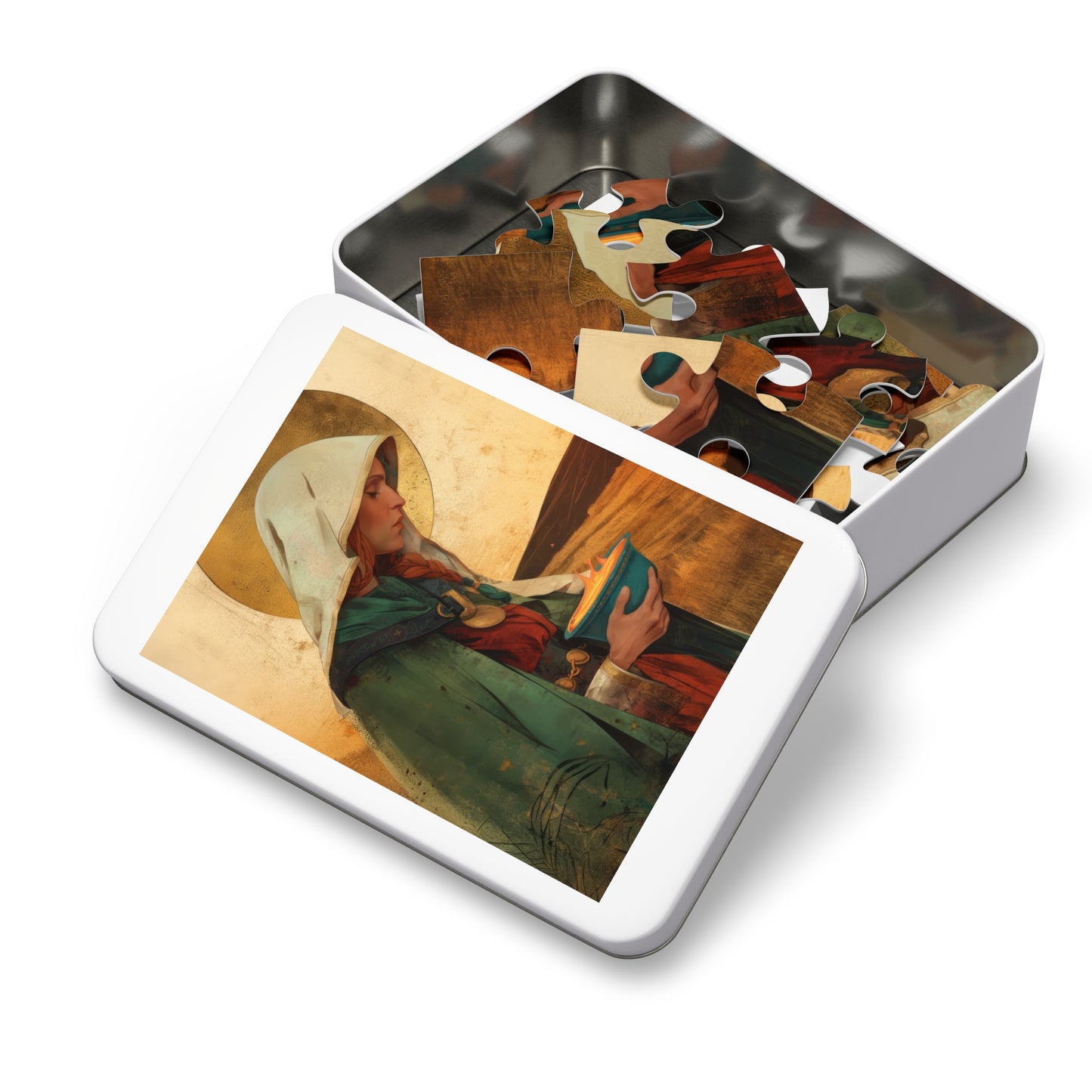 Saint Brigid of Ireland / Kildare - Puzzle and Keepsake Tin - Religious (30, 110, 252, 500,1000) - Religious Puzzle - Gifts for Catholics