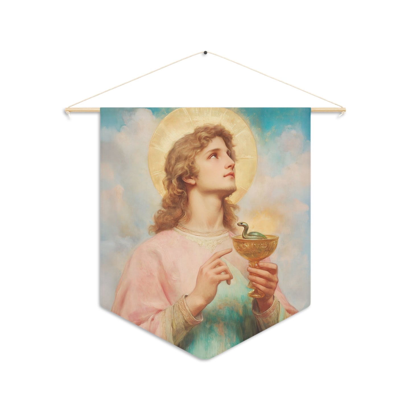 Saint John the Apostle Pennant / Banner / Wall Hanging - Prayer room art - Catholic Home Art - Large Saint Art for your home - 18" x 21"