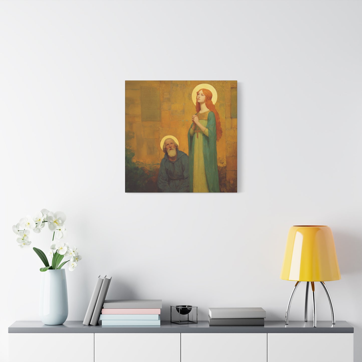 Saints Justina and Cyprian - Multiple Sizes - Catholic Home art - Museum Wrapped Canvas - Sanctified Souls Print - Catholic Martyr Art