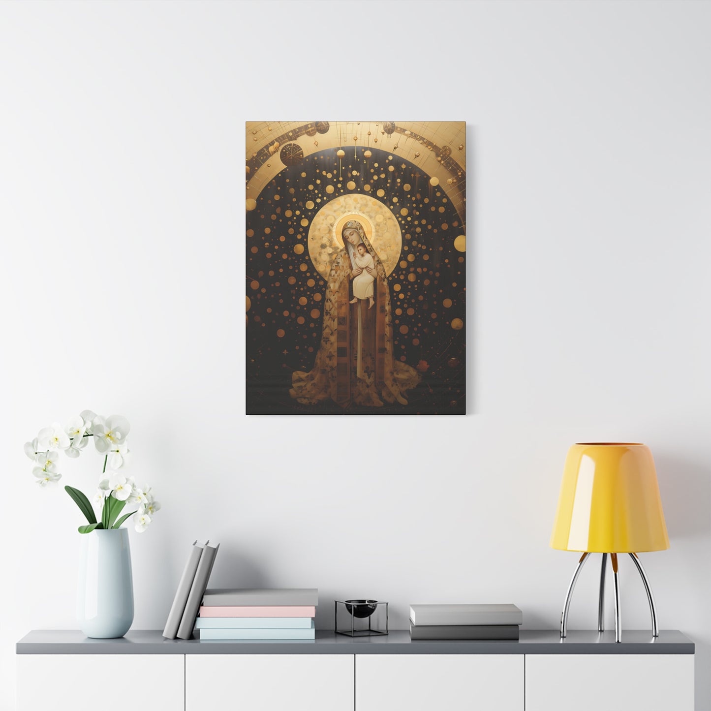 The Golden Mary - Mary the Blessed Virgin - Gallery Wrapped Canvas - Sanctified Souls Print - Religious Art for your Home - Pop Art