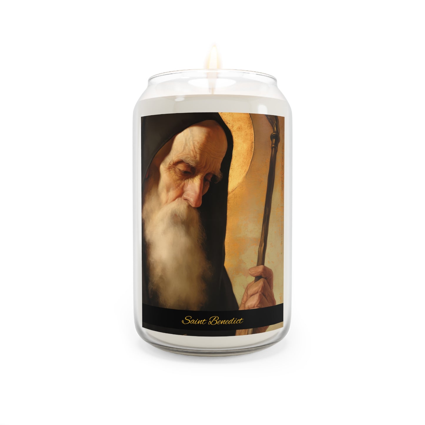 Saint Benedict - Scented Prayer Candle, 13.75oz -  Candle - Catholic Art - prayer room Scented Candle - Religious Saint