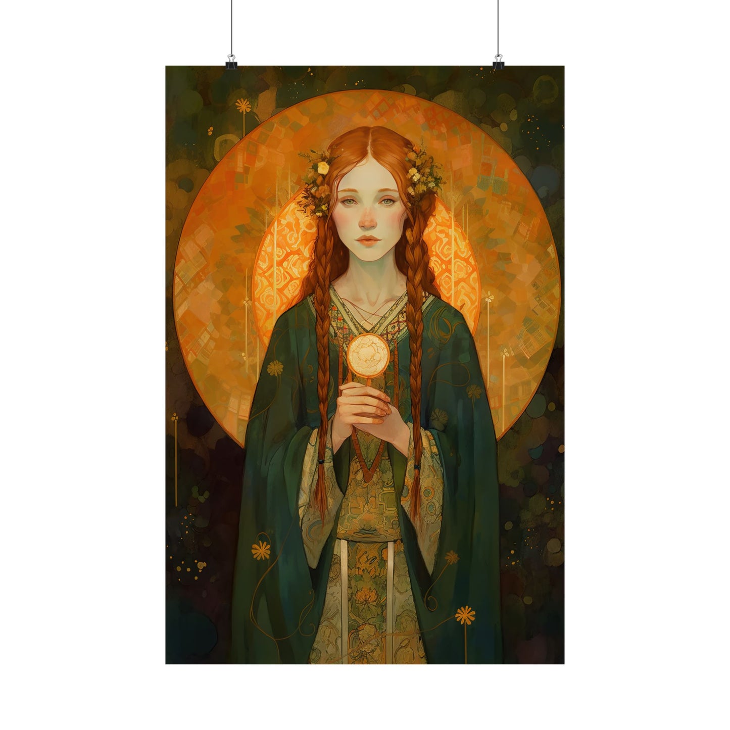 Saint Brigid of Ireland - Sanctified Souls Print - Multiple Sizes - Premium Matte Vertical Posters