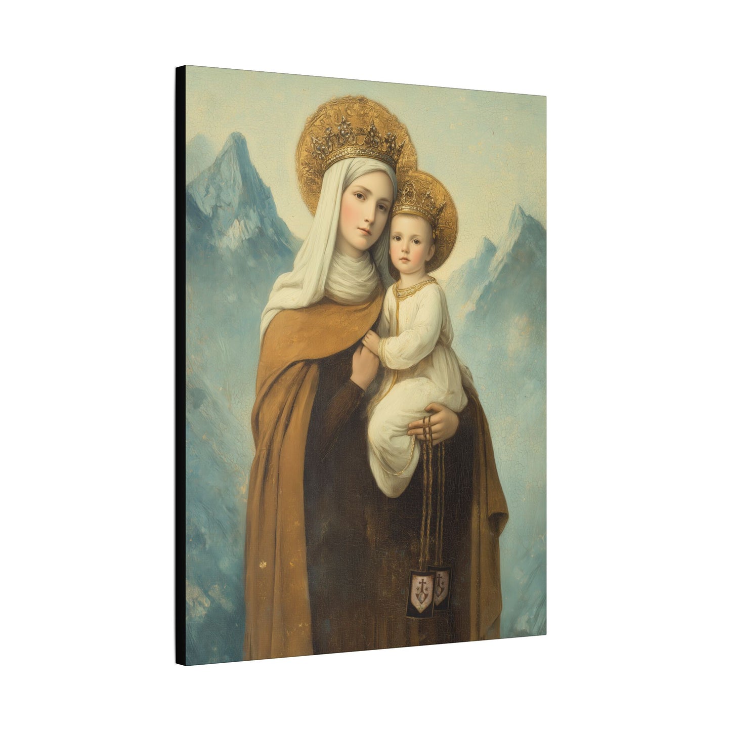 The Gift of the Scapular - Our Lady of Mount Carmel Wrapped Canvas Print - Multiple Sizes - Catholic Home art Matte Canvas, Stretched