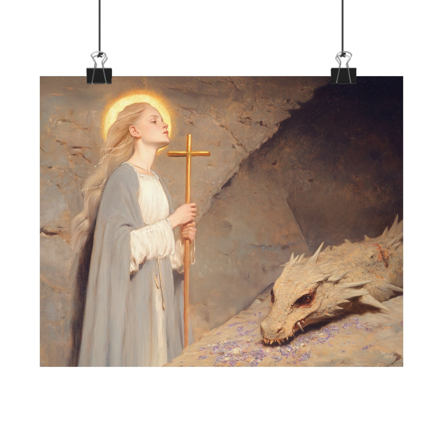 Saint Margaret of Antioch - Sanctified Souls Print - Multiple Sizes - Premium Posters - Catholic Art - Christian Home Decor Artwork