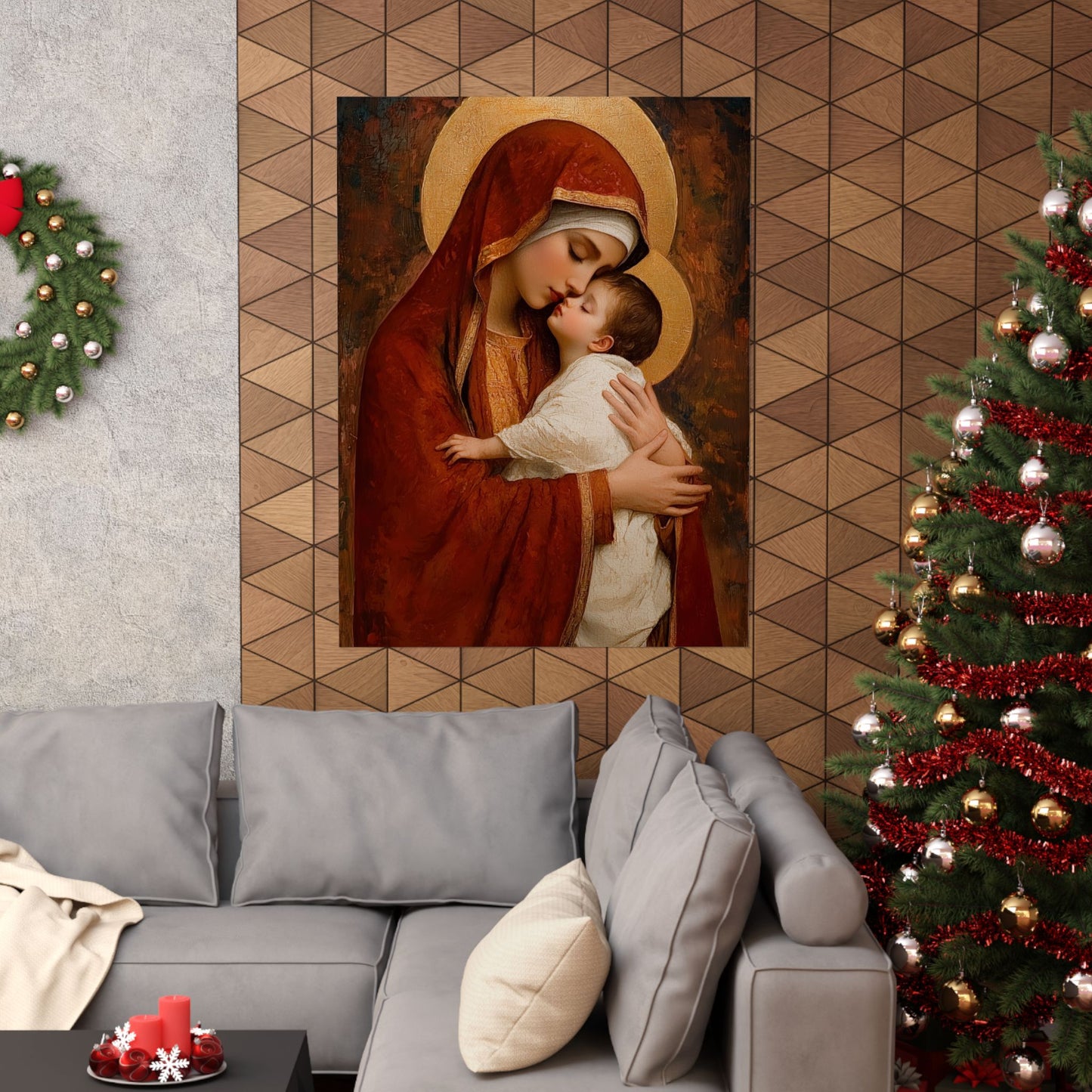 Our Lady of Tenderness - Mother Mary and the Christ Child - Marian Art - Sanctified Souls Print - Multiple Sizes - Premium Vertical Posters
