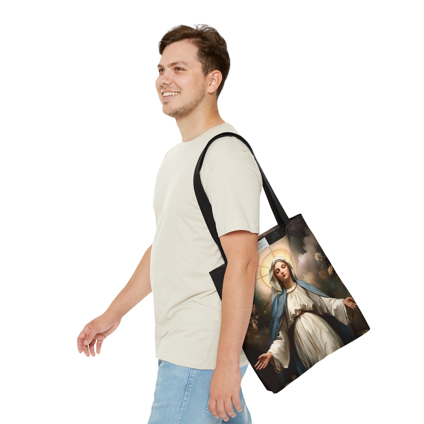 Ethereal Beauty - The Immaculate Mother Mary Tote Bag - Large Medium Small Faith Art Bag - Re usable Tote Purse - Double Sided