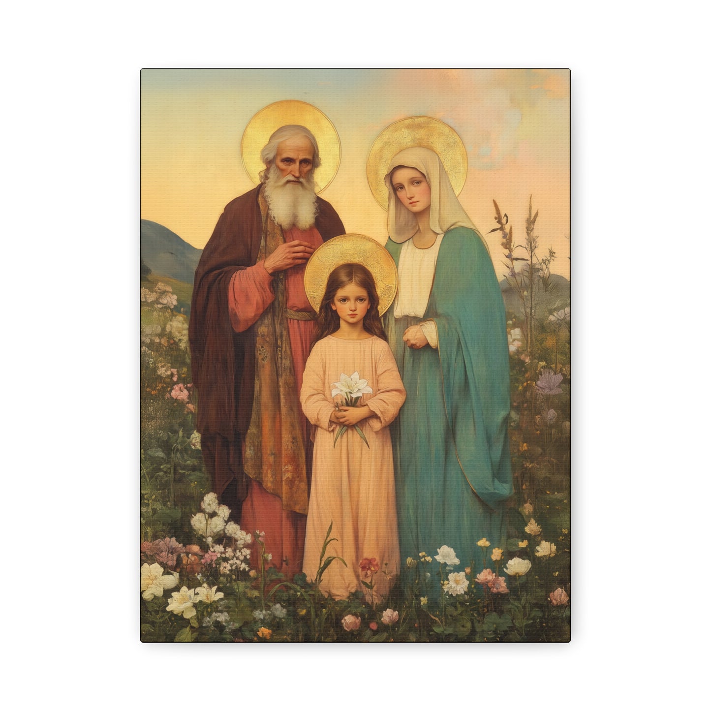 Saints Joachim and Anne with Young Mary - Gallery Wrapped Canvas - Print - Religious Art for your Home - Catholic Art
