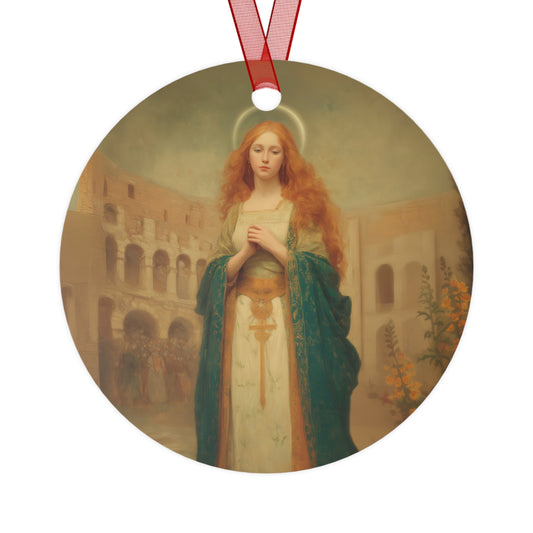 Saint Justina Metal Ornament - Religious Holiday Christmas Ornament and Keepsake - Prayer Ornament - Catholic Gift