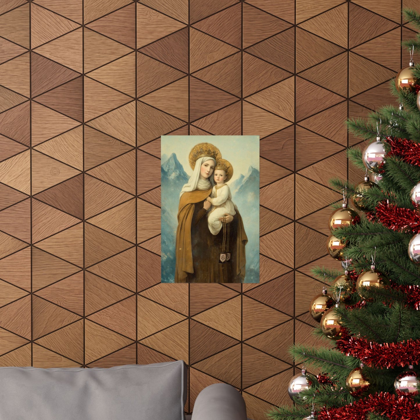 The Gift of the Scapular - Our Lady of Mount Carmel - Sanctified Souls Print - Multiple Sizes - Premium Matte Vertical Posters - Catholic