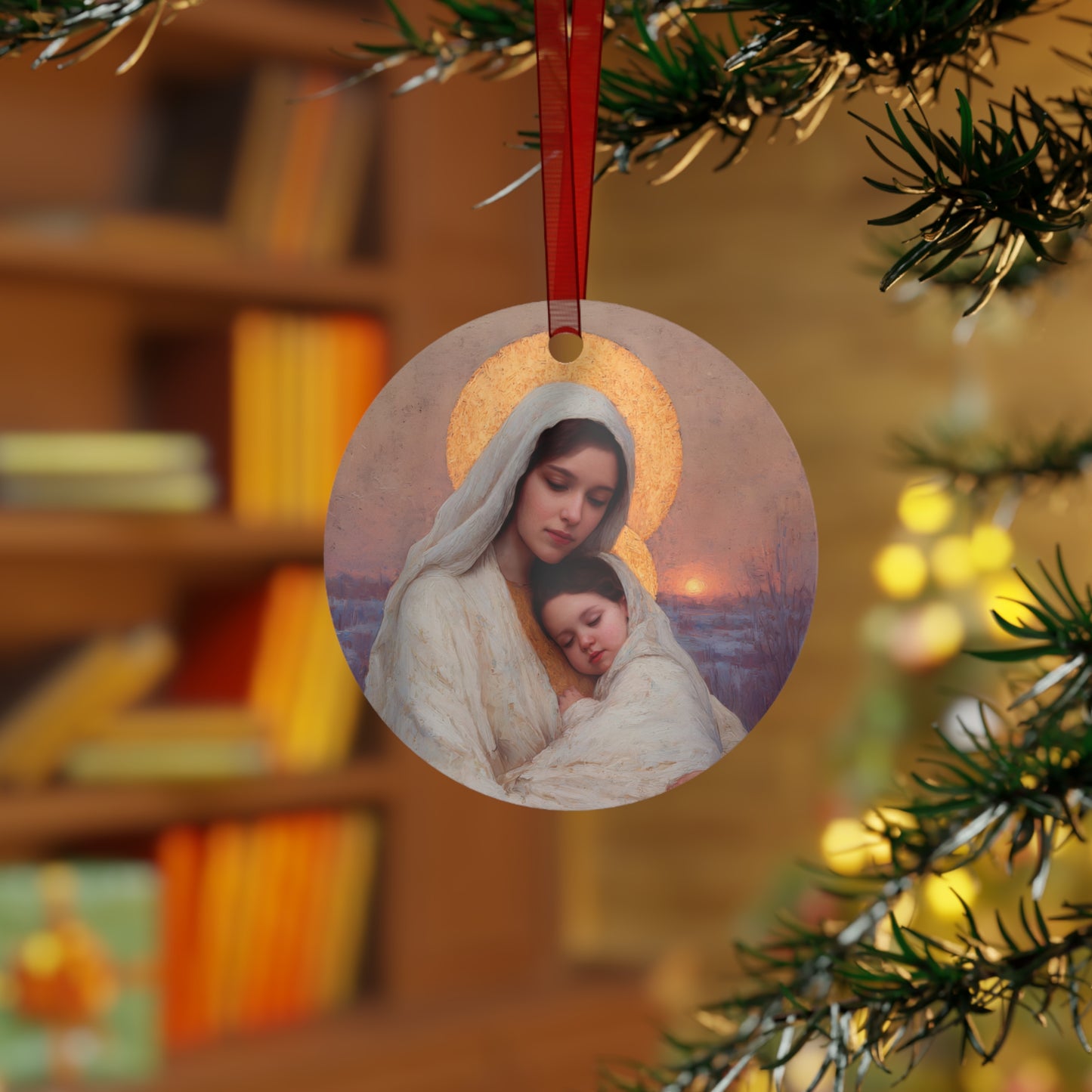 The Love That Stays - Mother Mary and the Christ Child - Metal Ornament - Religious Holiday Christmas Ornament and Keepsake - Prayer