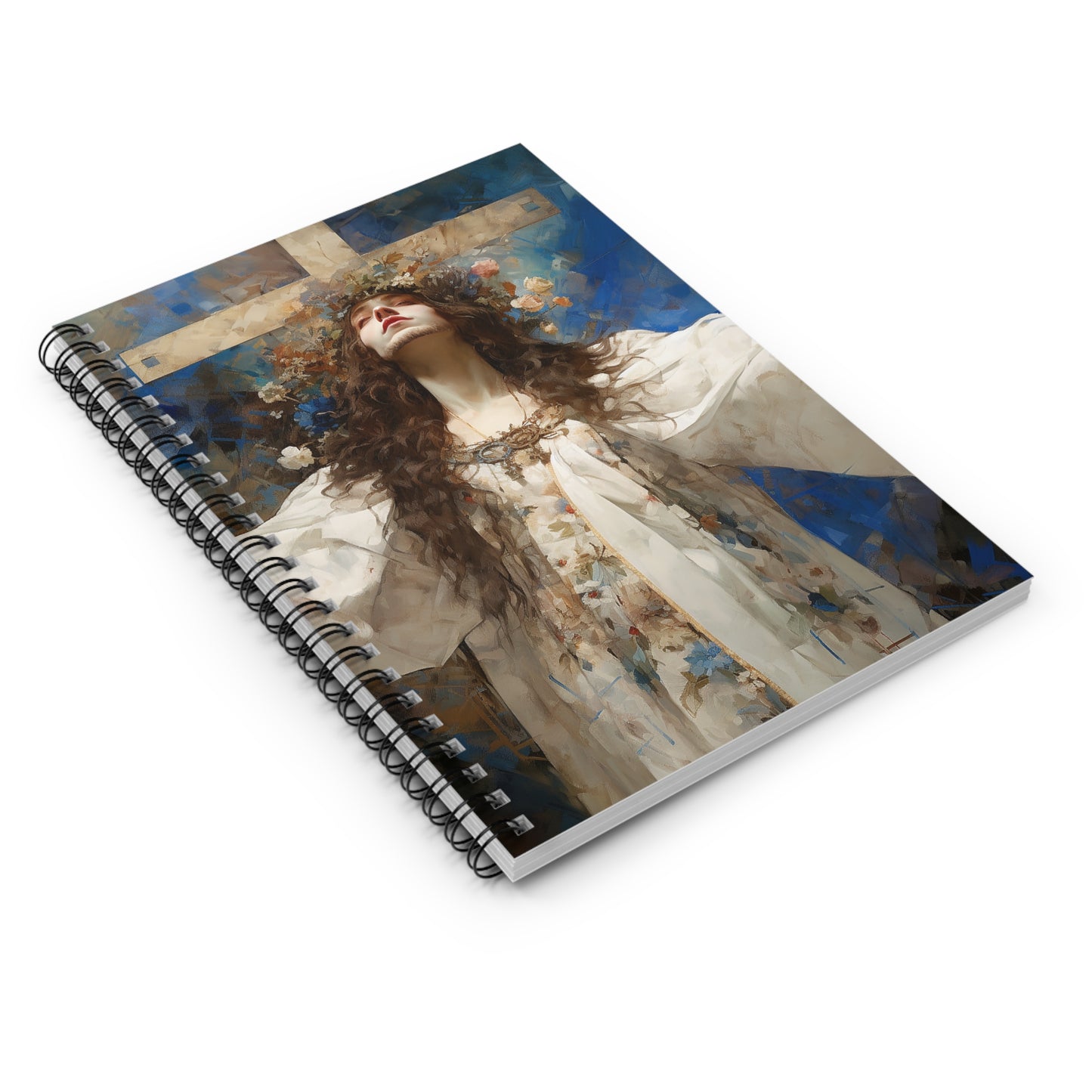 Saint Wilgefortis Journal - Sanctified Souls Art - Religious Based Notebook - Spiral Notebook - Ruled Line - The Bearded Virgin Martyr