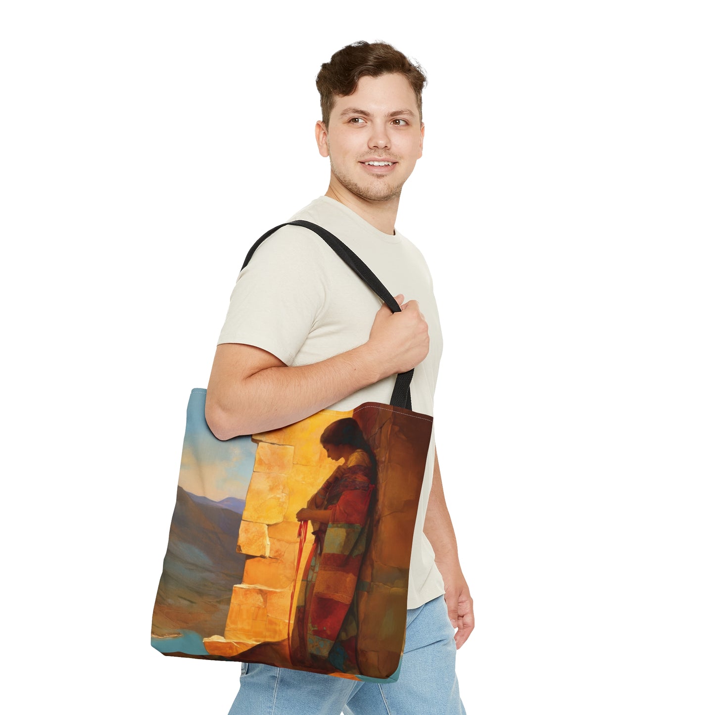 A Thread Through the Line of Christ - Rahab - Tote Bag - Large Medium Small Faith Art Bag - Catholic Faith Purse - Double Sided