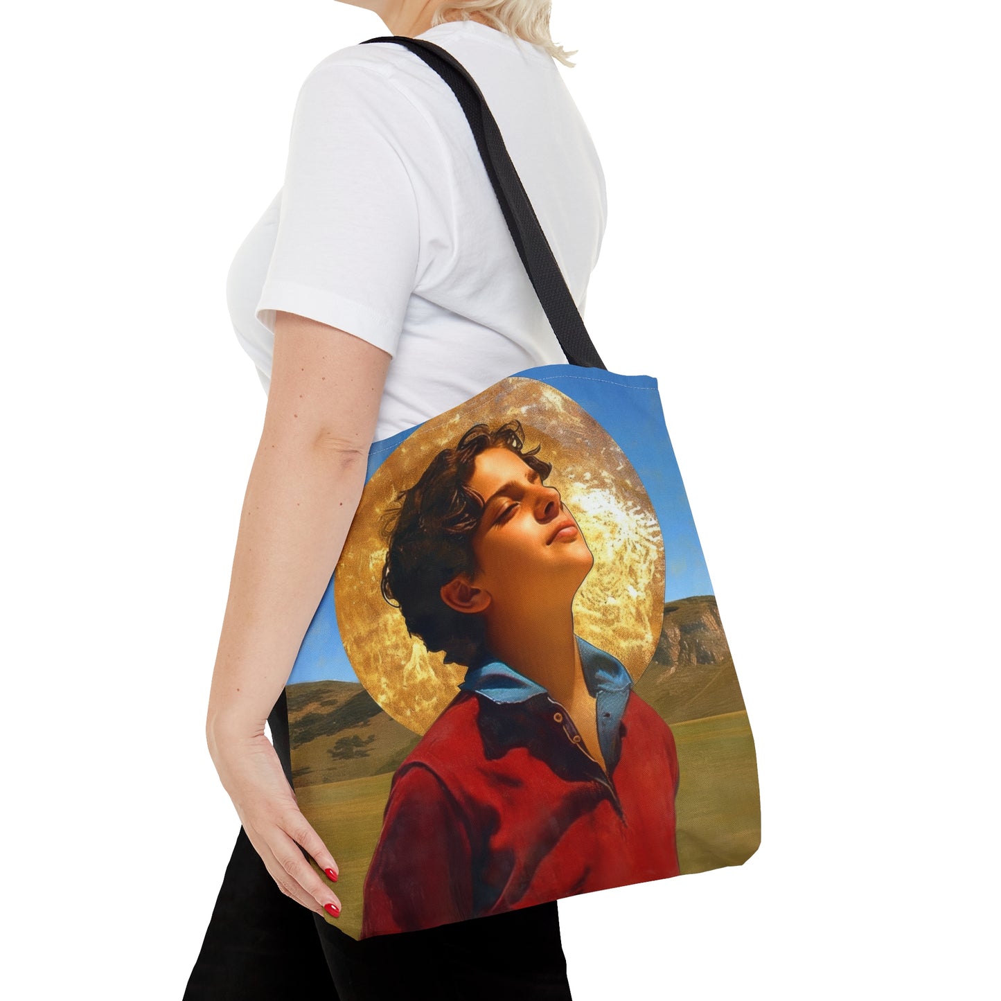 Saint Carlo Acutis Tote Bag - Large Medium Small Faith Art Bag - Catholic Faith Purse - Double Sided