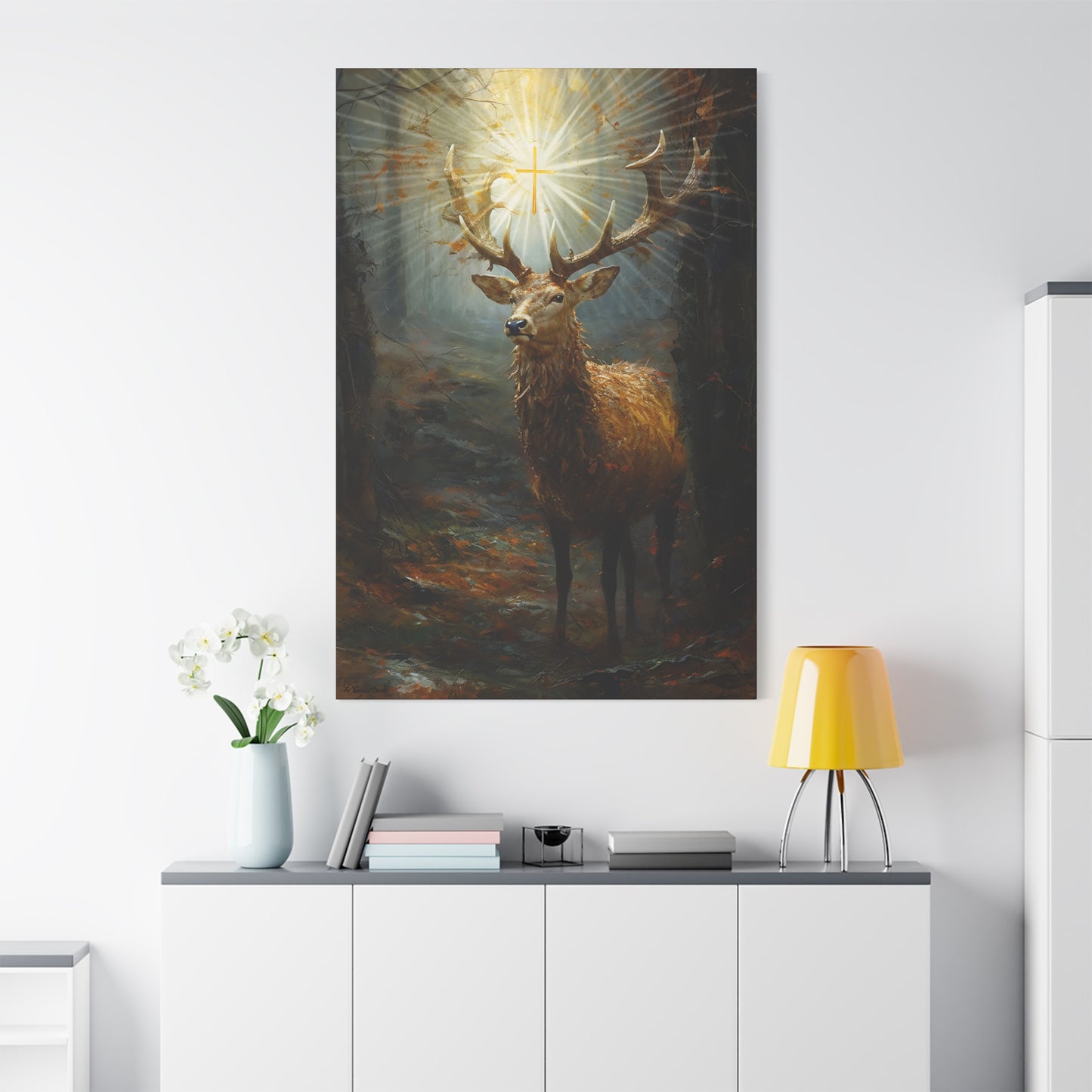 The Stag of Saint Hubert / Saint Hubertus Stag - Museum Wrapped Canvas - Sanctified Souls Print - Religious Art for your Home