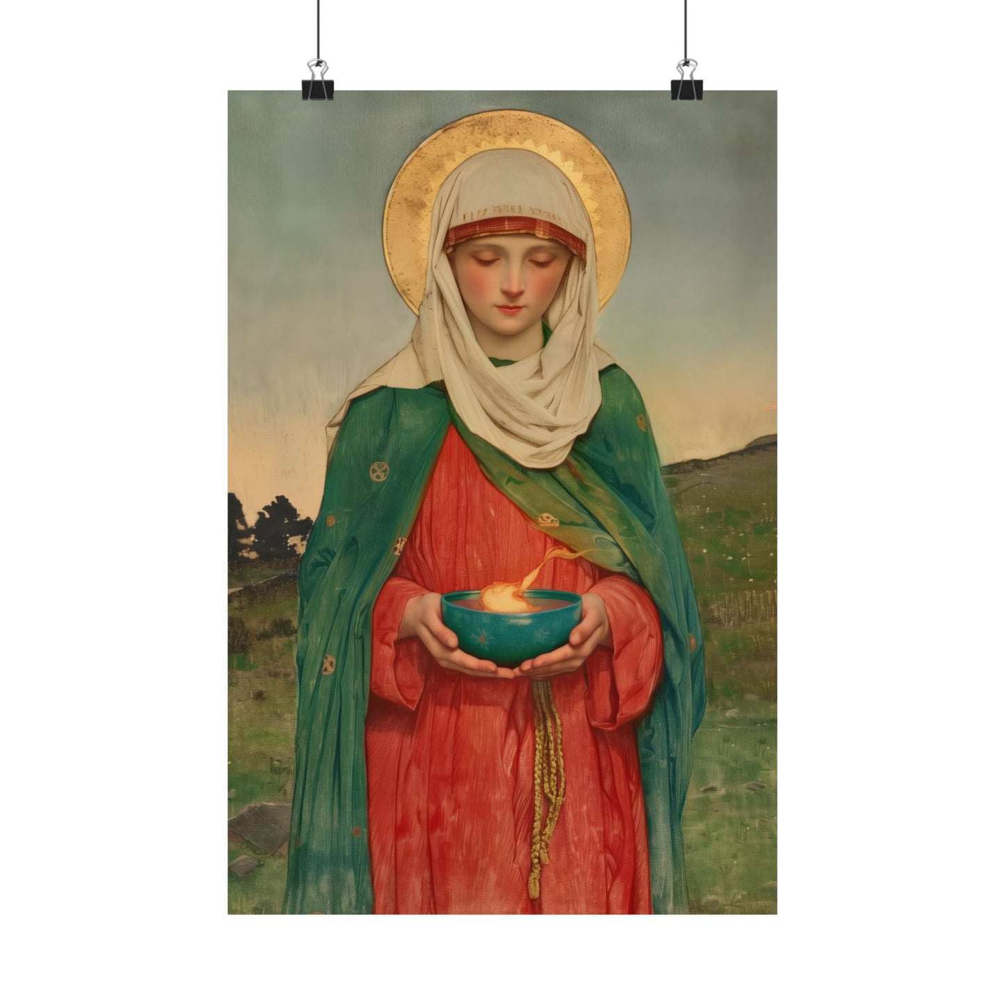 Saint Brigid of Ireland / Kildare - Sanctified Souls Print - Multiple Sizes - Premium Posters - Catholic Art - Christian Home Decor Artwork