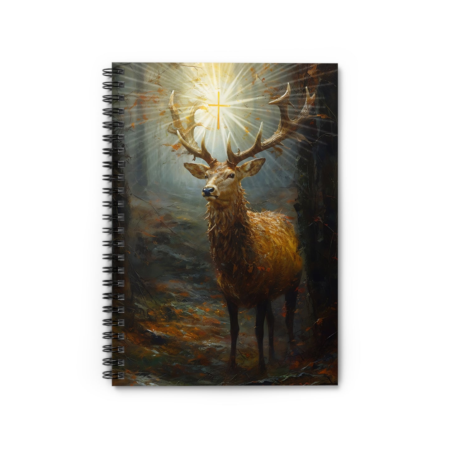 The Stag of Saint Hubert / Saint Hubertus Stag - Sanctified Souls Art - Religious Based Notebook - Spiral Notebook - Ruled Line