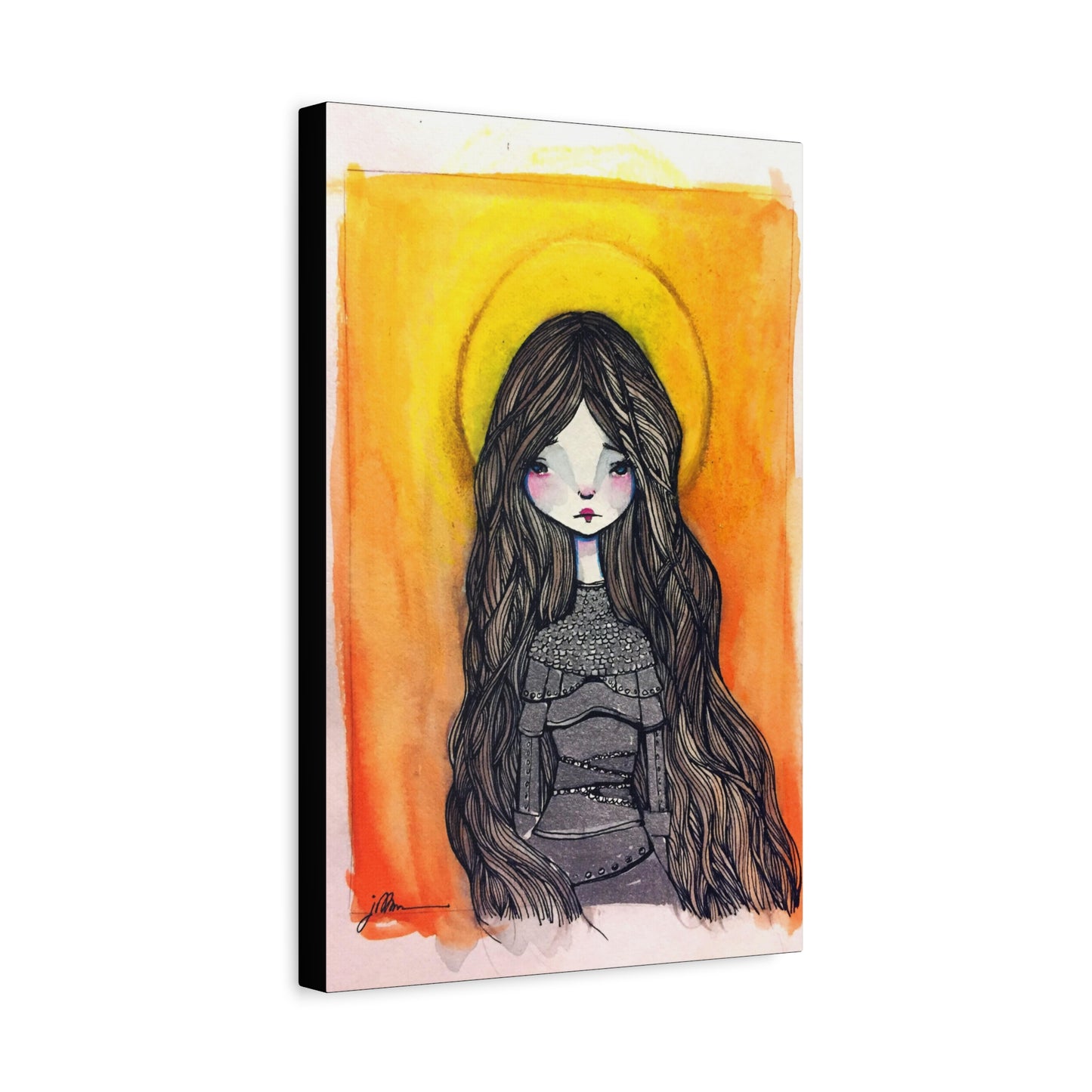 Saint Joan of Arc Canvas Print - Hand-Drawn Catholic Art Print | Christian Sacred Wall Art | Sanctified Solocosmo Religious Artwork