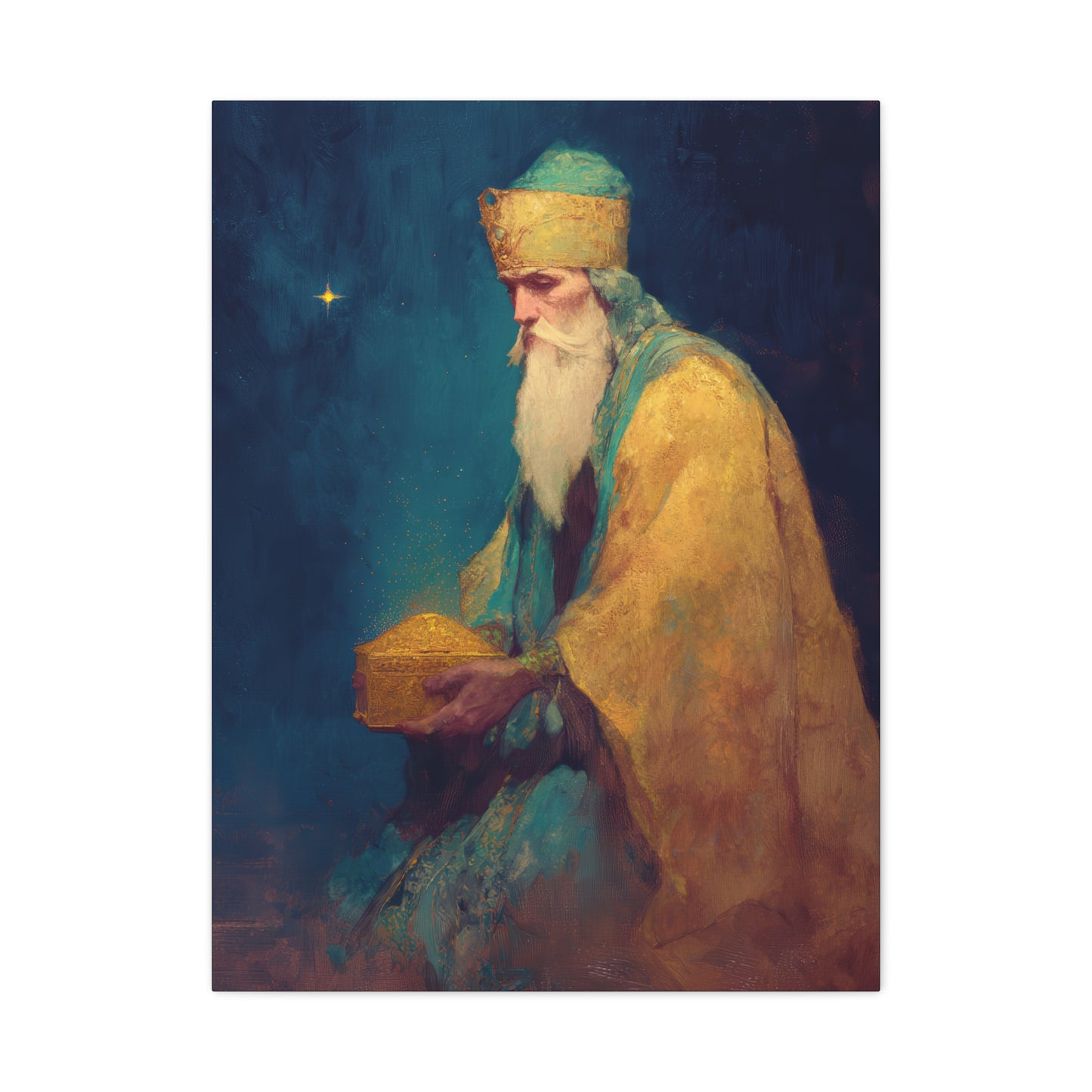 Caspar and the Offering of Worship - 3 Wise Men - Gallery Wrapped Canvas - Print - Religious Art for your Home - Catholic