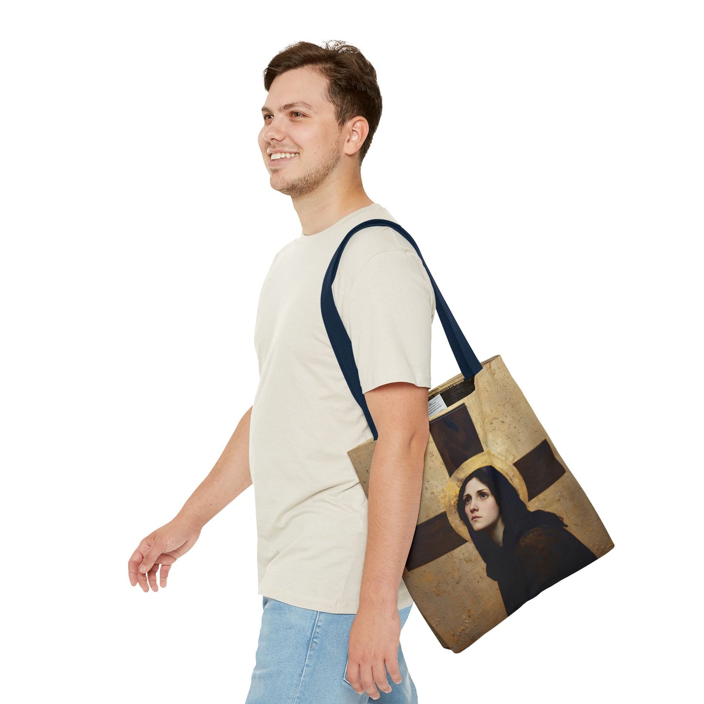 Our Lady of the Cross - Mother Mary  - Our Lady of the Crucifix - Marian Art - Tote Bag - Large Medium Small Faith Art Bag - Tote Purse