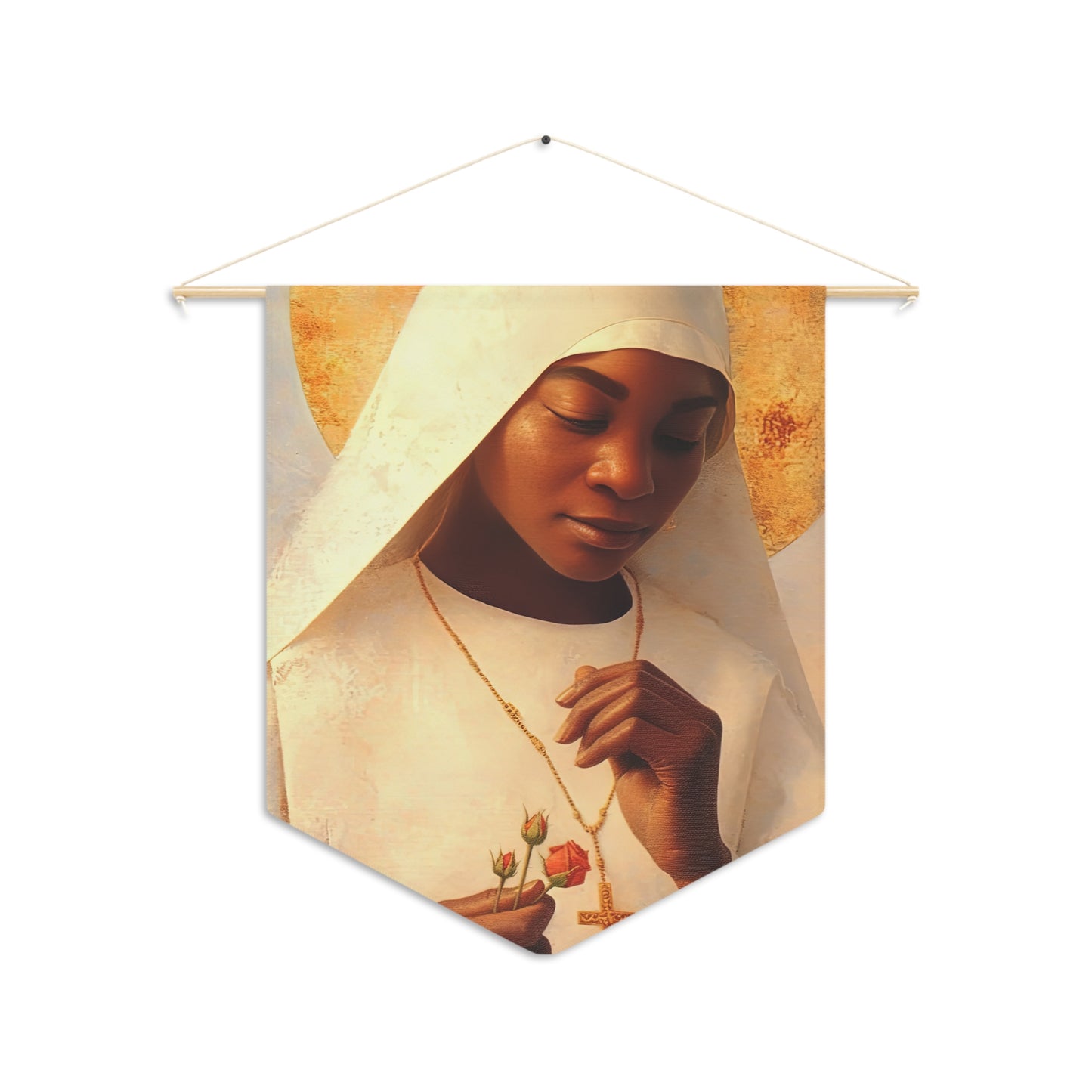 Blessed Marie-Clementine Anuarite Nengapeta - Pennant / Banner / Wall Hanging - Prayer room art - Catholic Home - 18" x 21"
