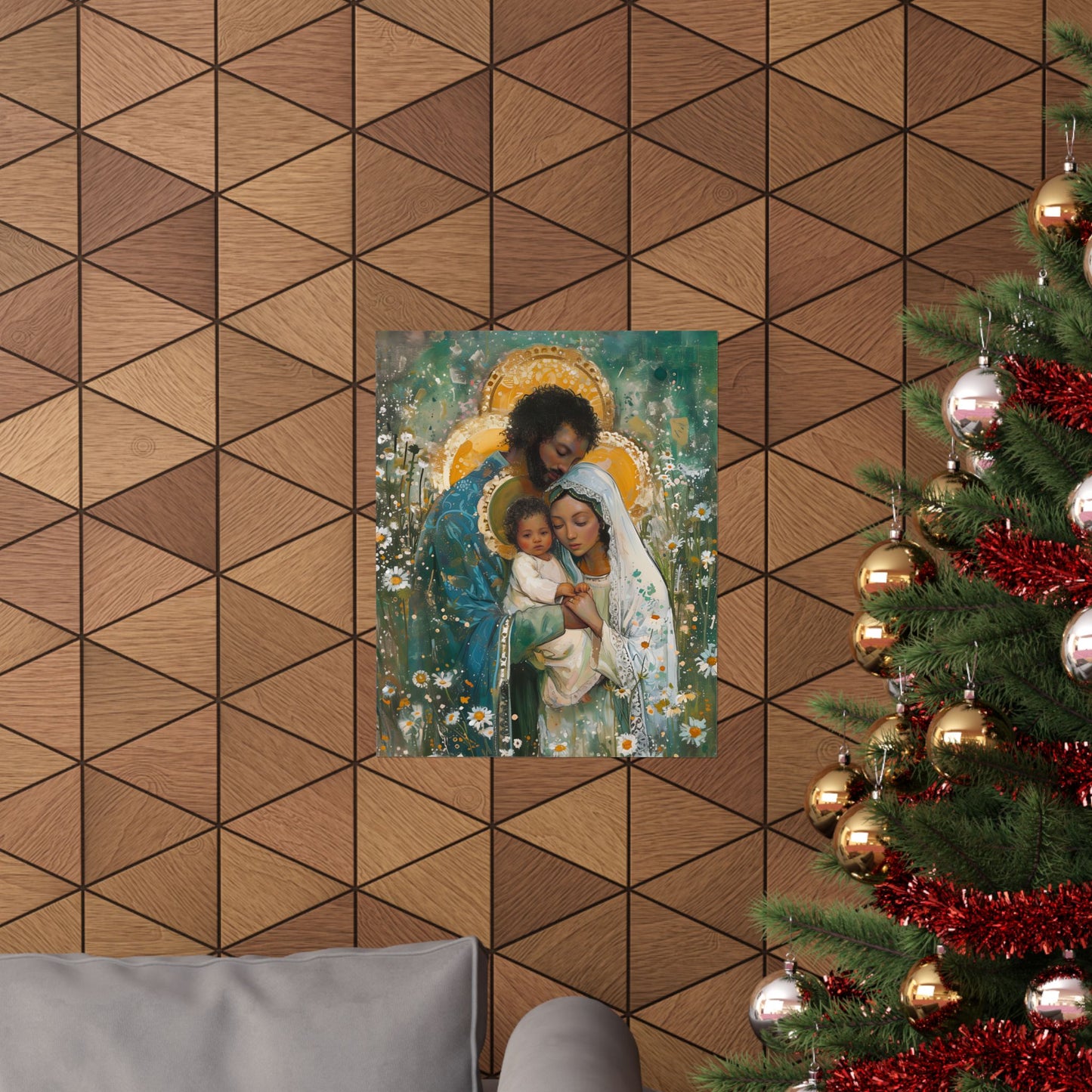 Sacred Sanctuary - Mary, Joseph, and the Infant Jesus - Sanctified Souls Print - Multiple Sizes - Premium Matte Vertical Posters