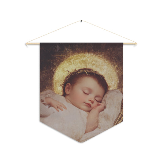 The Christ Child Born Into the Quiet of the World - Wall Banner / Wall Hanging - Christian Art - Prayer room - 18" x 21"