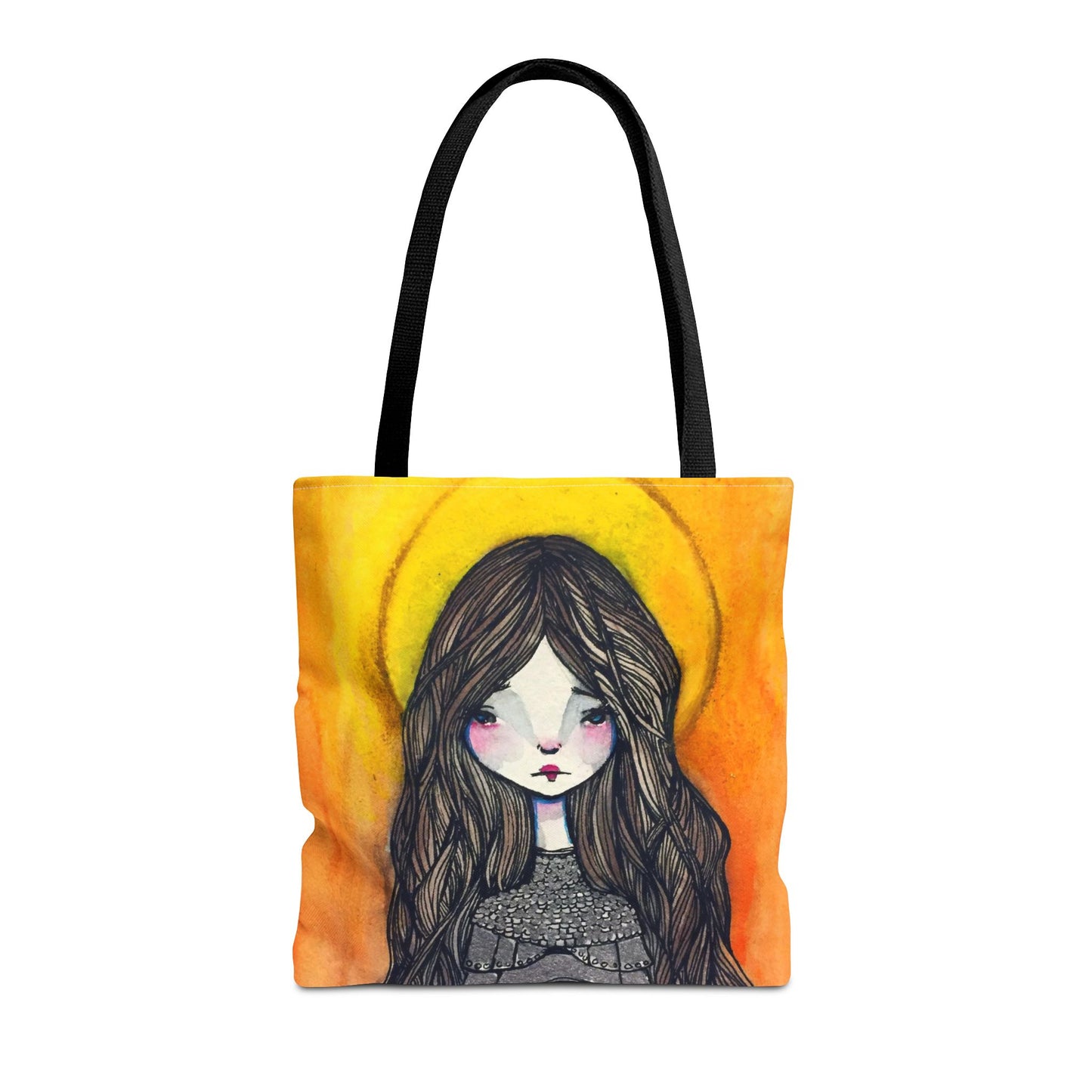 Saint Joan of Arc Tote - Hand-Drawn Catholic Art - Prayer Bag | Christian Devotional Tote | Sanctified Solocosmo Religious Tote