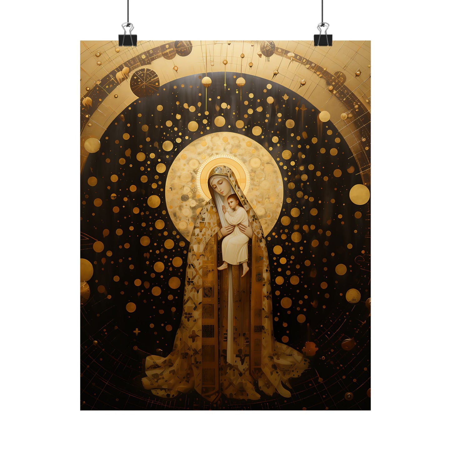 The Golden Mary - Mary The Blessed Virgin - Sanctified Souls Print - Multiple Sizes - Premium Matte Vertical Posters