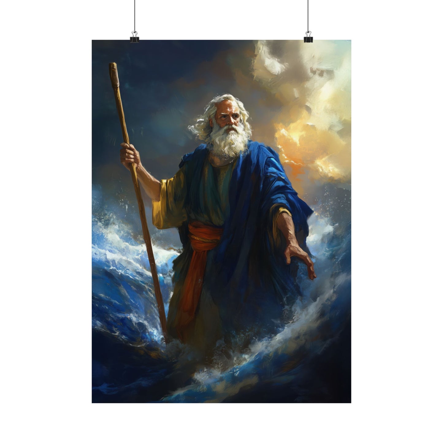 Moses Before the Trembling Sea - Sanctified Souls Print - Multiple Sizes - Premium Matte Vertical Posters