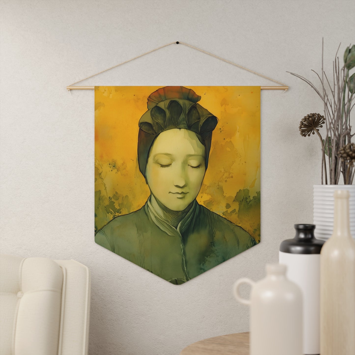 Saint Magdalene of Canossa Pennant / Banner / Wall Hanging - Prayer room art - Catholic Home - 18" x 21"