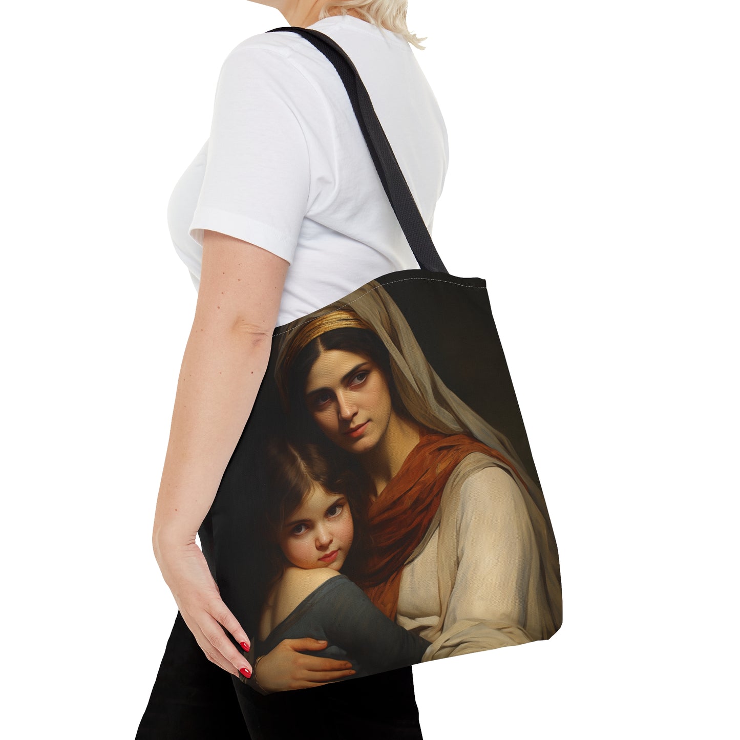 Saint Anne and Young Mother Mary Tote Bag - Large Medium Small Faith Art Bag - Re usable Tote Purse - Double Sided - Catholic Art Bag