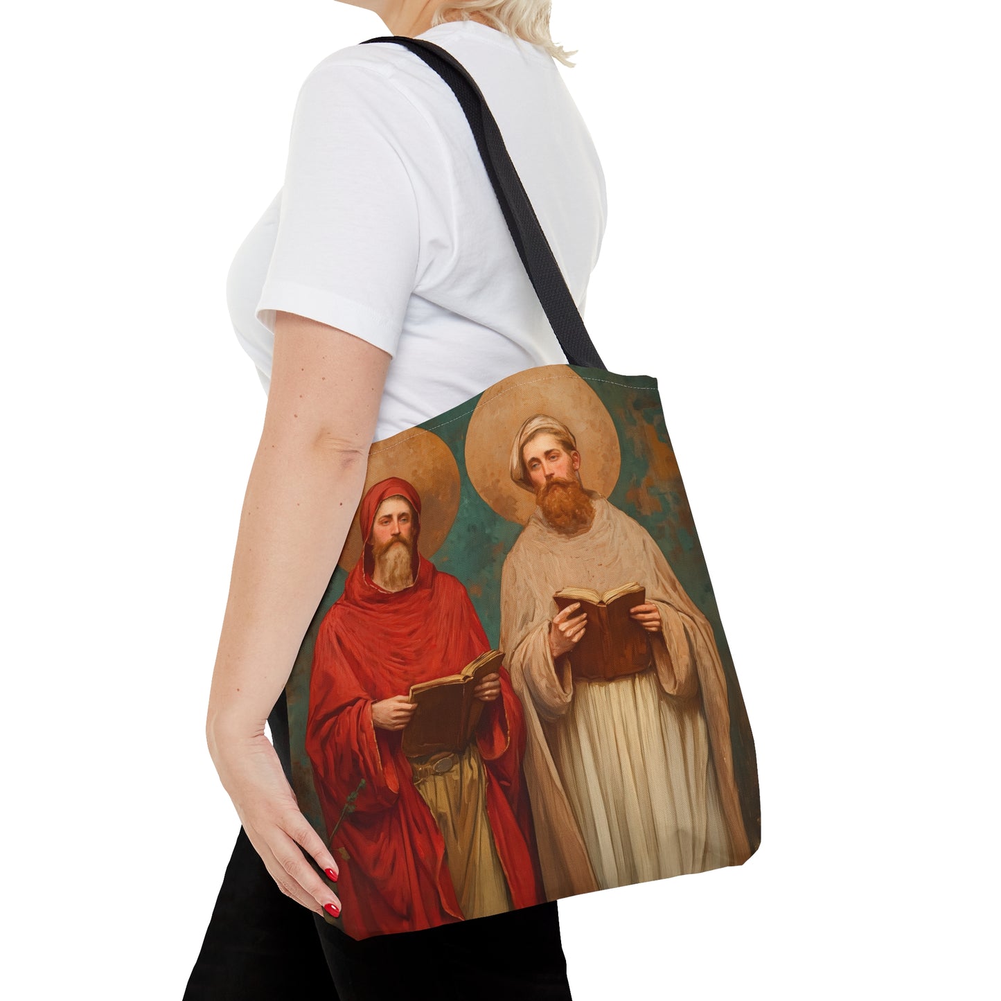 Saints Cosmas and Damian - Tote Bag - Large Medium Small Faith Art Bag - Bible Study Faith Purse - Double Sided Prayer Tote