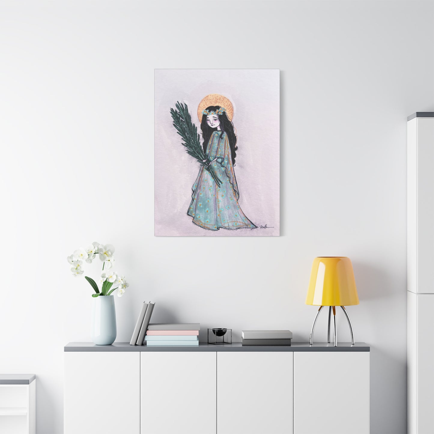 Saint Faith Canvas Print - Hand-Drawn Art - Catholic Print | Faith Hope and Charity Sacred Art | Sanctified Solocosmo Religious Artwork