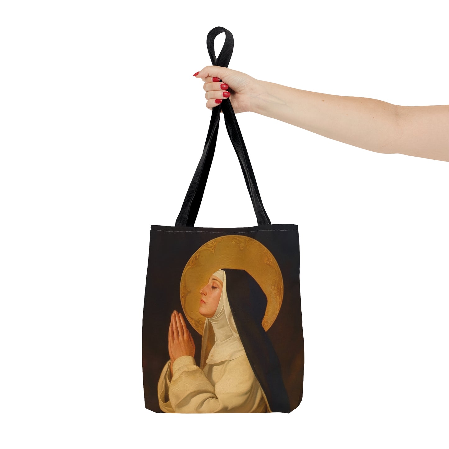 Saint Lutgardis Tote Bag - Large Medium Small Faith Art Bag - Catholic Faith Purse - Religious Carry All Reusable Tote Bag