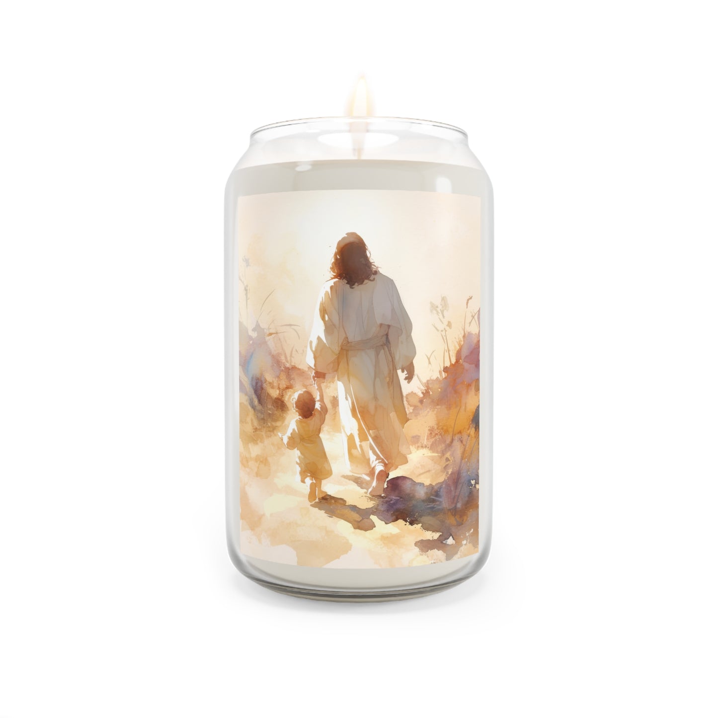 Jesus Guiding a Child in Faith - Christ and Child - Scented Prayer Candle, 13.75oz -  Candle - Catholic Art - prayer room Scented Candle