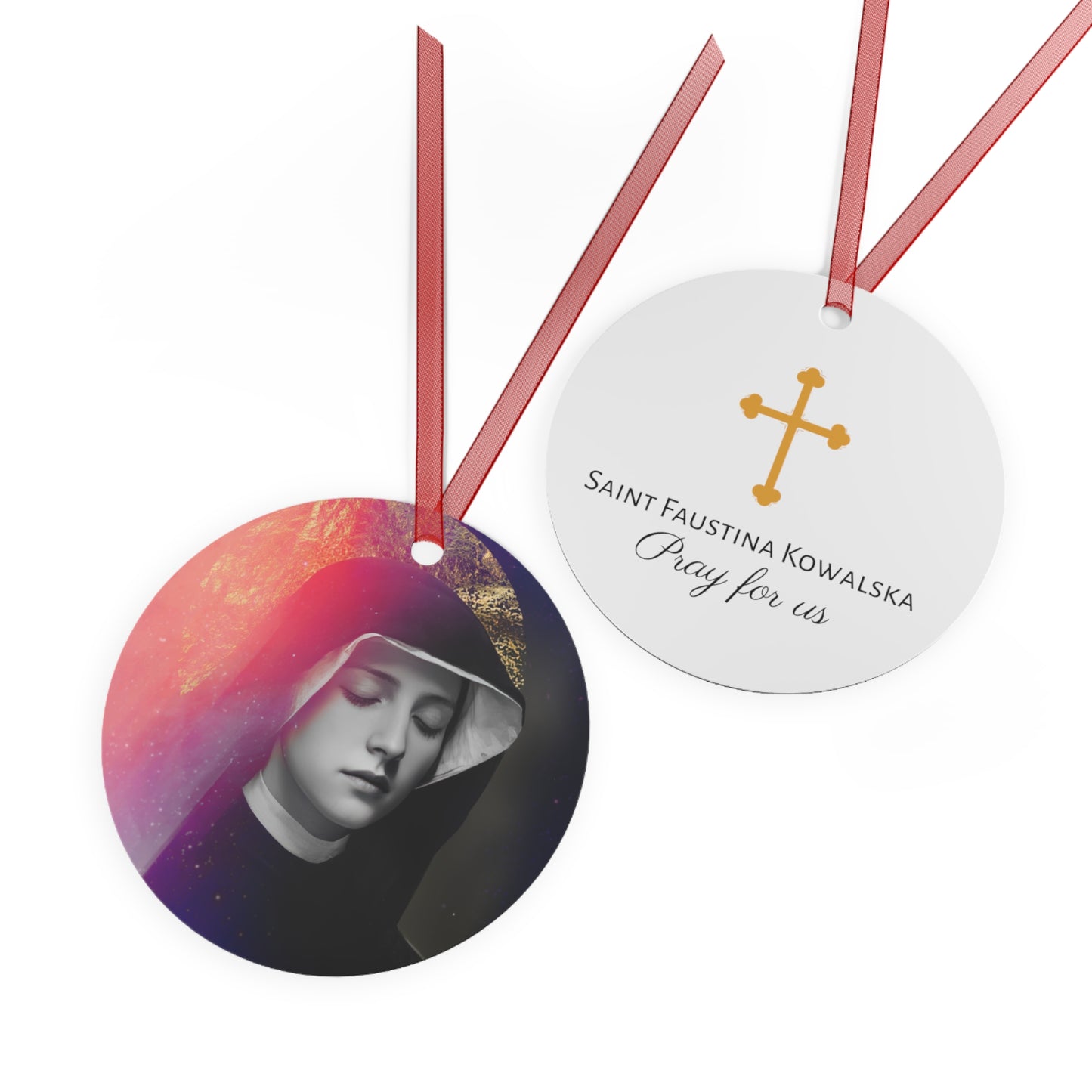 Saint Faustina Kowalska Ornament - Religious Holiday Christmas Ornament and Keepsake - Double sided Keepsake Religious Ornament