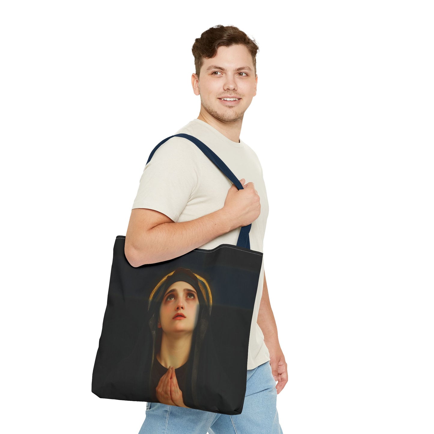 Our Lady of the Cross - Mother Mary  - Our Lady of the Crucifix - Marian Art - Tote Bag - Large Medium Small Faith Art Bag - Tote Purse
