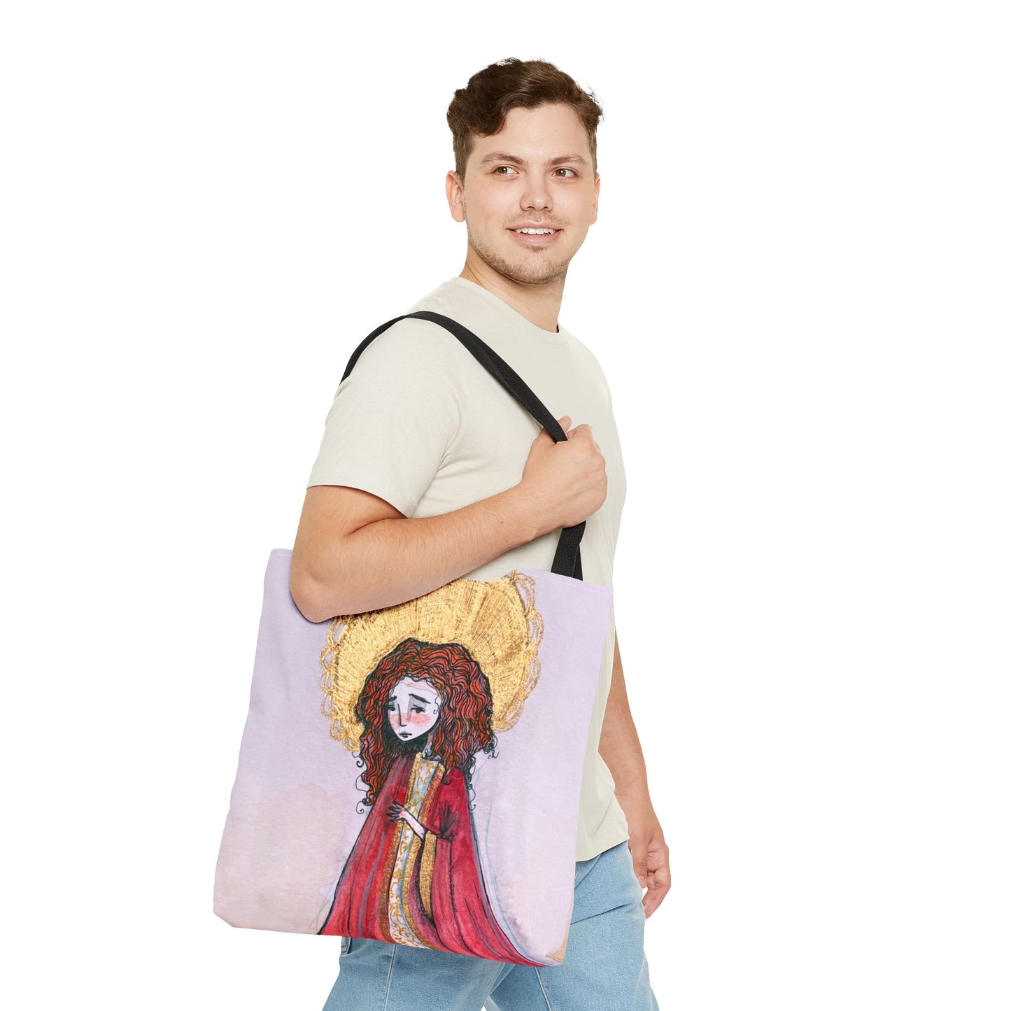 Saint Bibiana Hand-Drawn Catholic Tote Bag | Christian Devotional Bag | Sanctified Solocosmo Religious Tote